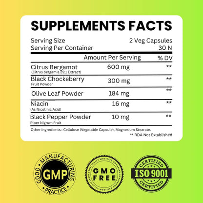 Citrus Bergamot 1110mg | 5-en-1 Fórmula Cardiovascular con Niacina | 60 Cápsulas Veganas – Image 2