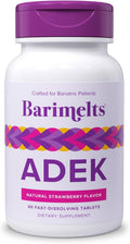 Barimelts ADEK - 60 comprimidos de disolución rápida (2 meses) - Vitaminas bariátricas para mujeres con vitamina A, D, E y K, sabor natural a fresa