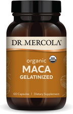 Dr. Mercola Maca Orgánica - Apoya la Energía y la Respuesta al Estrés - Raíz de Maca Peruana Gelatinizada - USDA Orgánico - No OGM - 60 Cápsulas