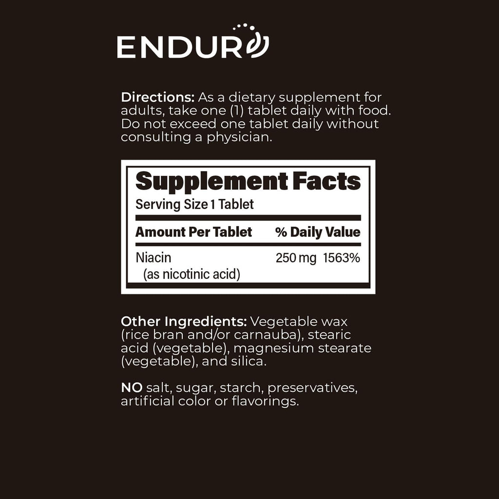 ENDUR-ACIN Niacina B3 Liberación Prolongada 250 mg - 200 Comprimidos