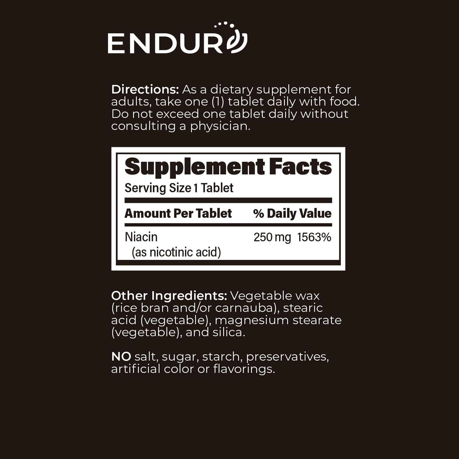 ENDUR-ACIN Niacina B3 Liberación Prolongada 250 mg - 200 Comprimidos