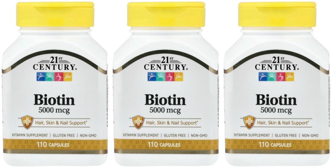 21st Century Biotina 5000 mcg - 330 Cápsulas (3 Envases de 110 Cápsulas)