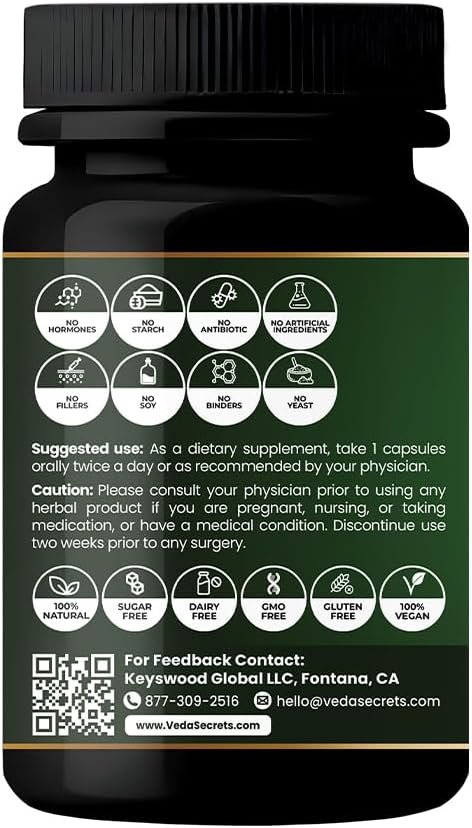 VedaSecrets Cápsulas de Amla Orgánicas - 60 Cápsulas - Suplemento de Vitamina C Natural