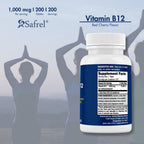 Safrel Vitamina B12 Metilcobalamina 1000 mcg | Comprimidos Sublinguales de Disolución Rápida | Sabor Cereza | 200 Unidades
