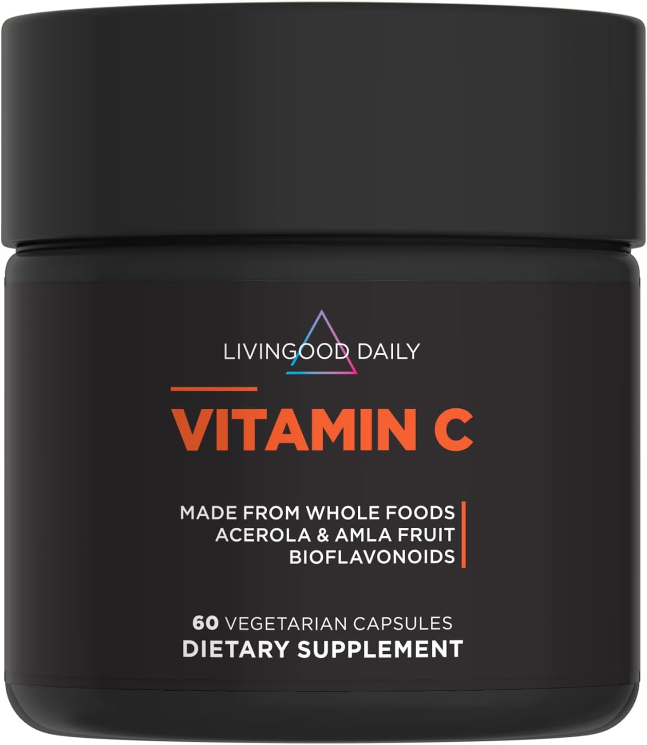 Livingood Daily Vitamina C 3 en 1 a Base de Alimentos Integrales con Acerola y Amla y Bioflavonoides Cítricos, 60 Cápsulas