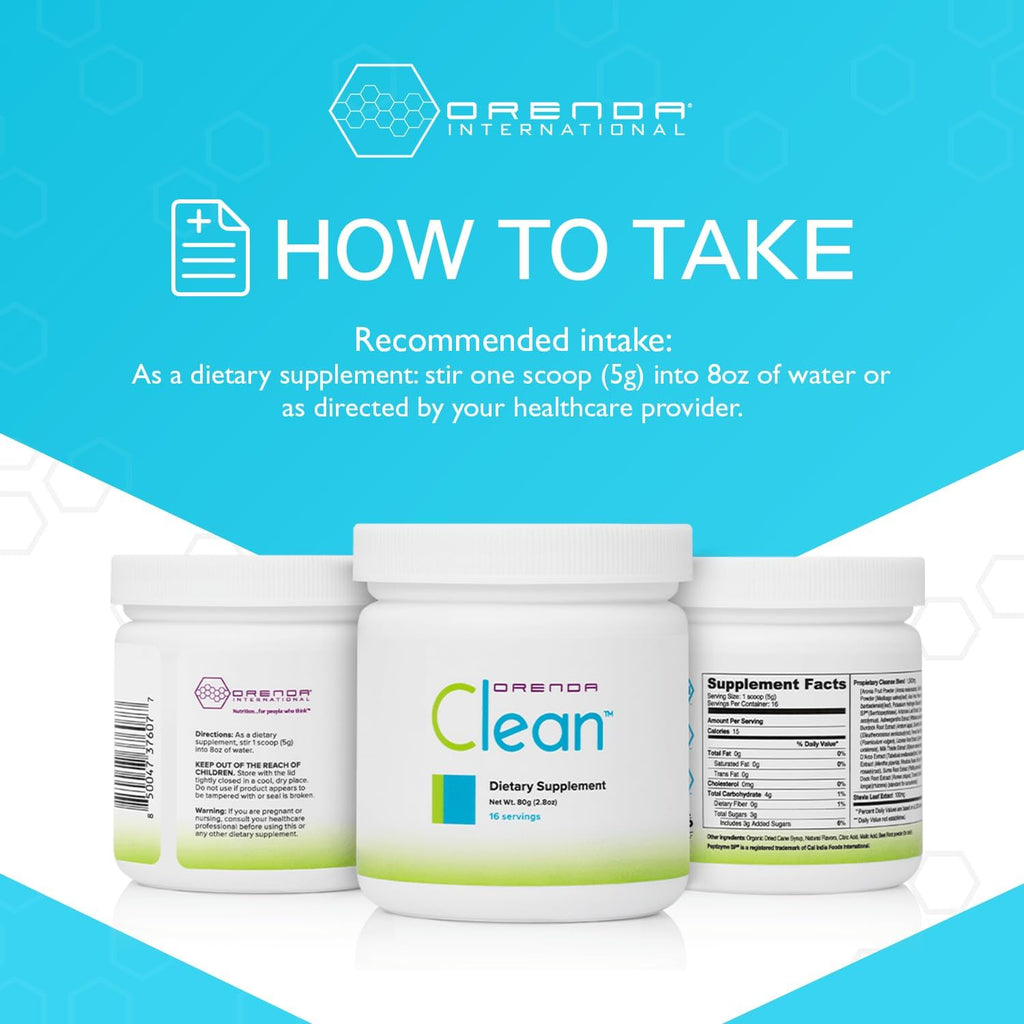 Orenda Clean® 18-Botanical Supplement Powder with Serrapeptase & Milk Thistle, Aronia Berry, Turmeric & Ashwagandha, Liver Support 80g