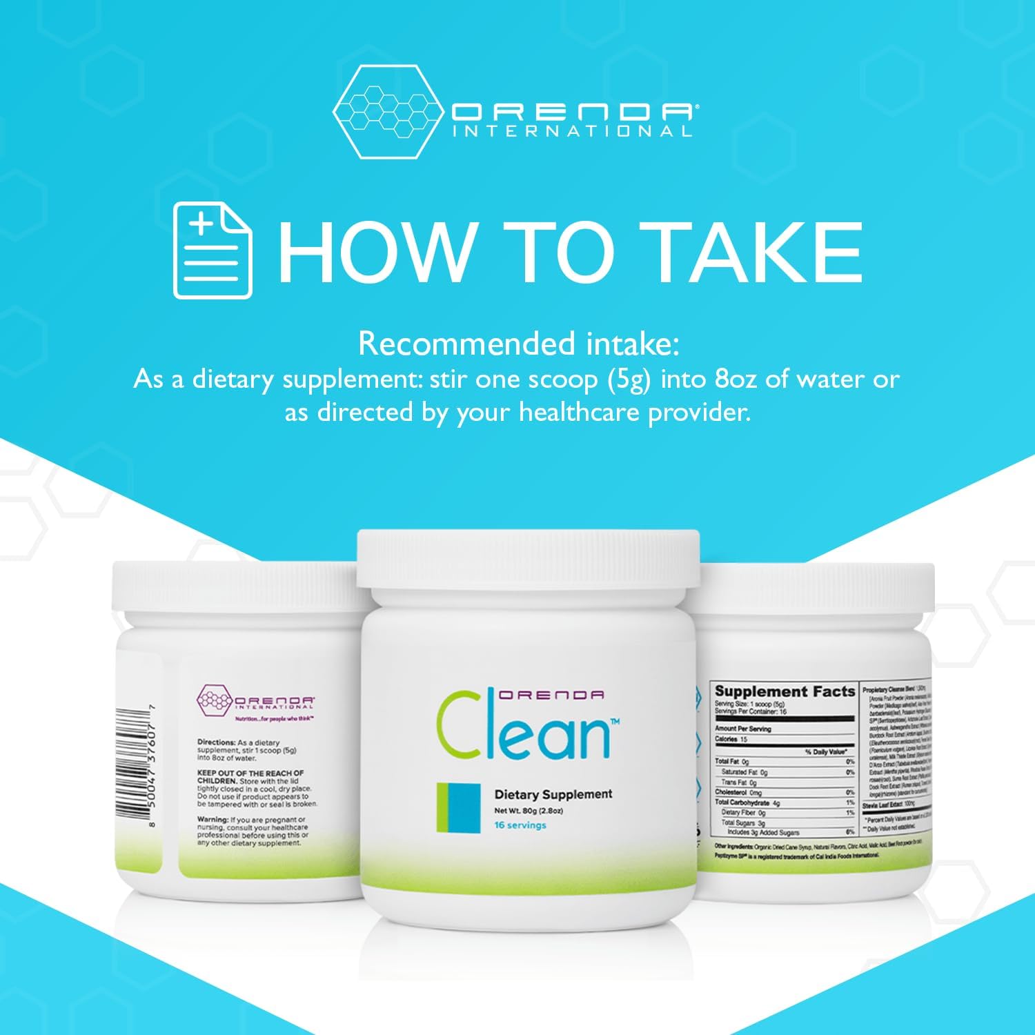 Orenda Clean® 18-Botanical Supplement Powder with Serrapeptase & Milk Thistle, Aronia Berry, Turmeric & Ashwagandha, Liver Support 80g