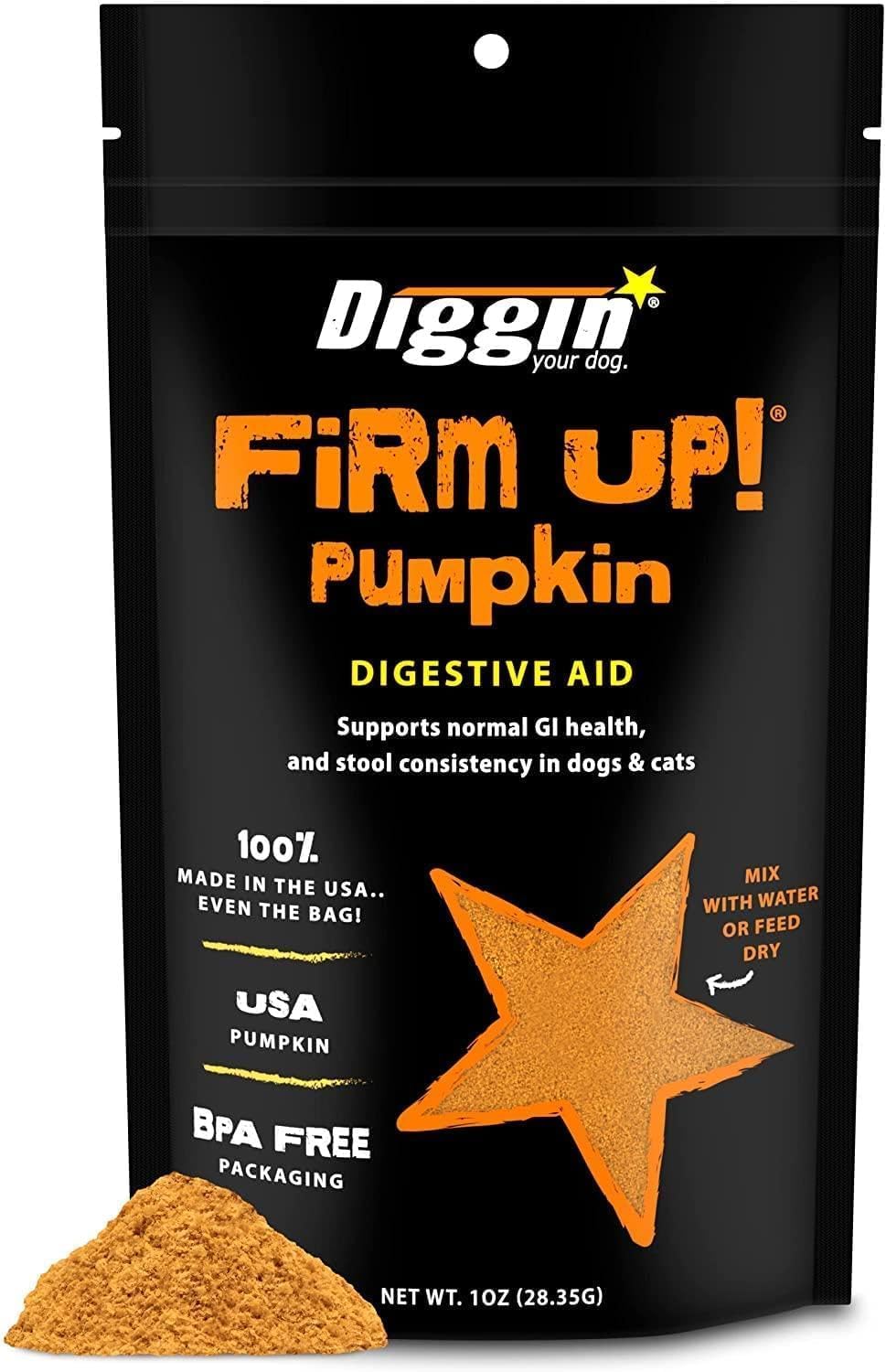 Diggin' Your Dog FIRM UP Original Pumpkin Suplemento Digestivo para Perros y Gatos, 28 g
