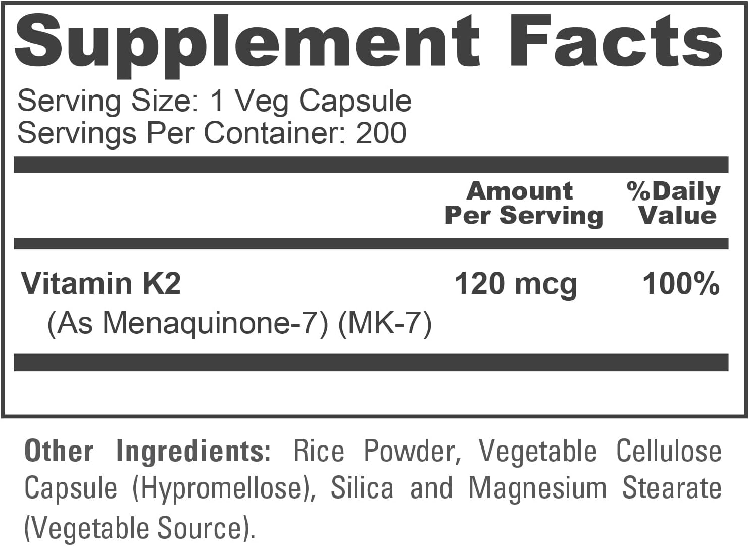 NusaPure Vitamina K2 MK7 120 mcg – 200 Cápsulas Vegetales (Sin Soja, No OGM, Vegano)