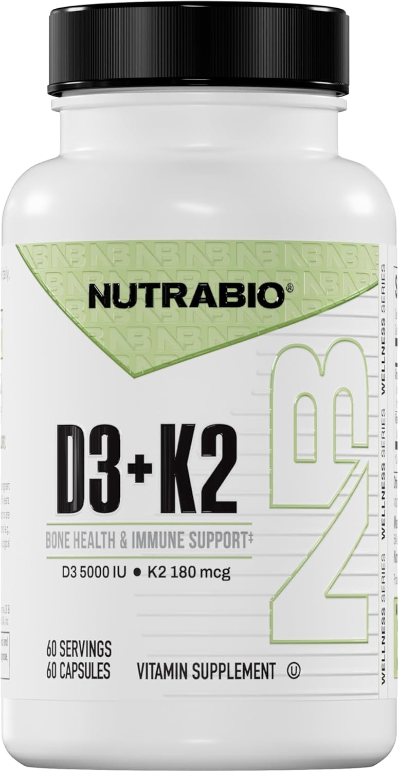 NutraBio Vitamina D3 K2 5000 UI D3 con 180 mcg K2 MK-7