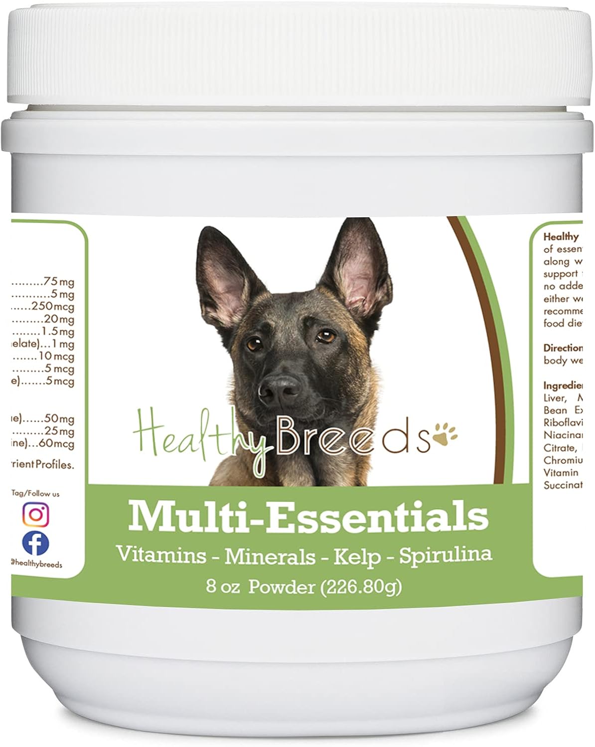 Healthy Breeds Belgian Malinois Multi-Essentials en polvo para perros - Suplemento ideal de vitaminas, minerales y antioxidantes para tu perro - 227 g