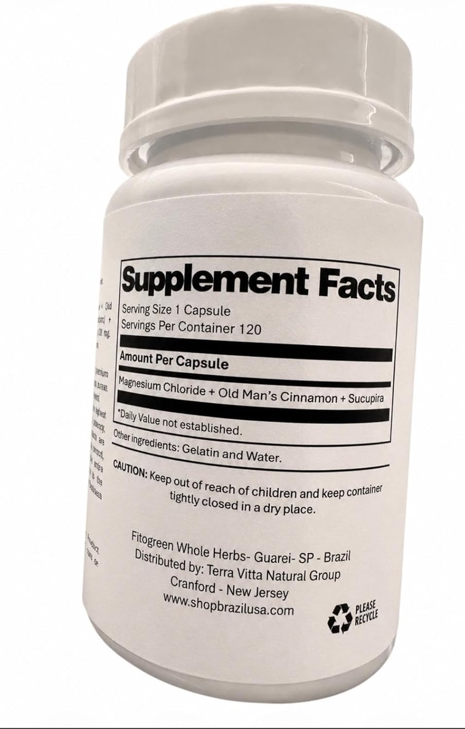 Magnesium Chloride+ Old Man's Cinnamon+ Sucupira 500 mg (120 Cápsulas) - STATUS VERDE