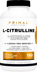 Primal L-Citrullina Cápsulas (180 Cápsulas, 1500 mg por Porción)