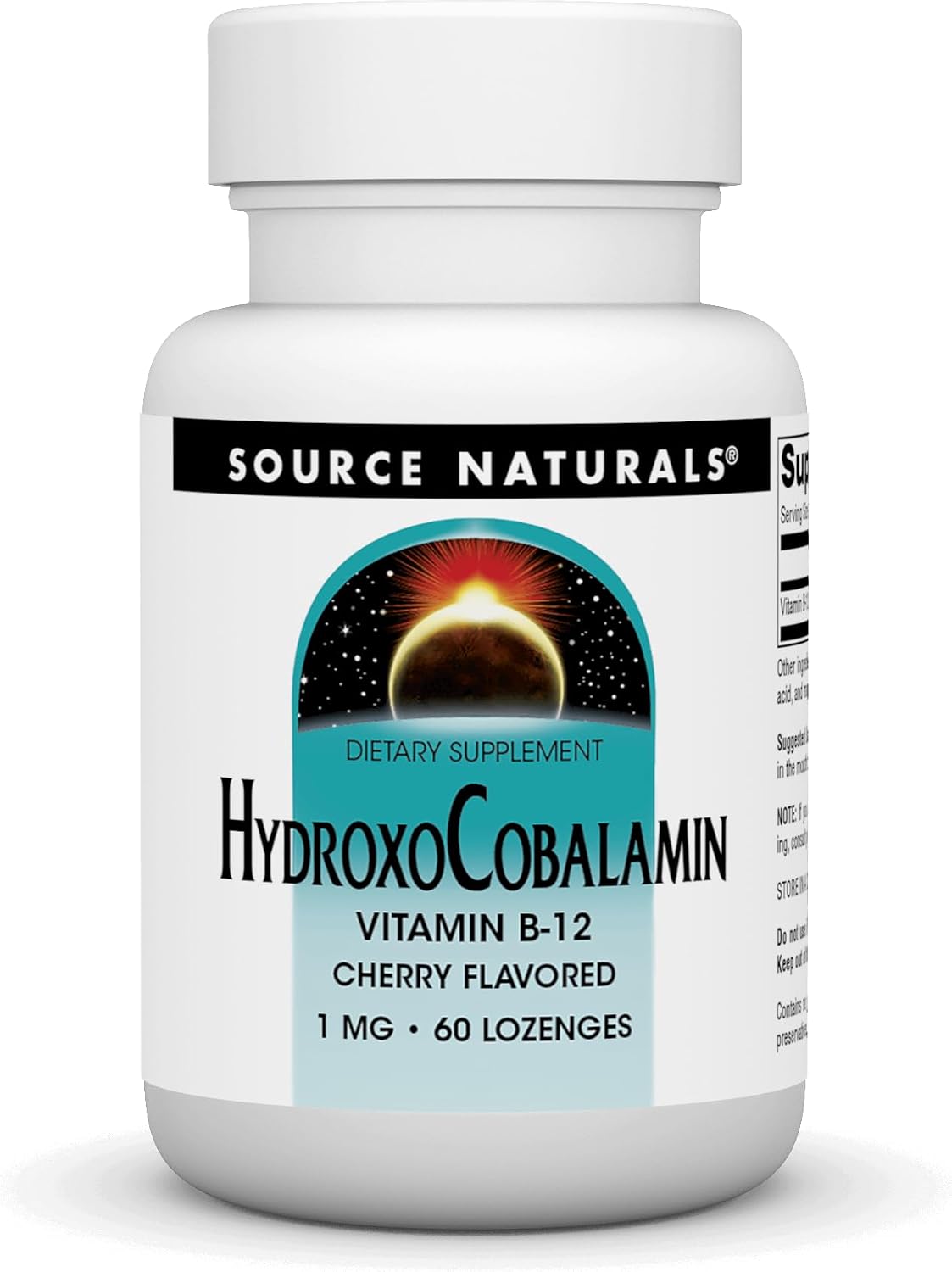 Source Naturals Hydroxocobalamin, Vitamin B12, 1 mg - 60 Cherry-Flavored Lozenges