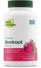 Fresh Nutrition Cápsulas de Remolacha Orgánica - 2400mg por Dosis - 90 Cápsulas