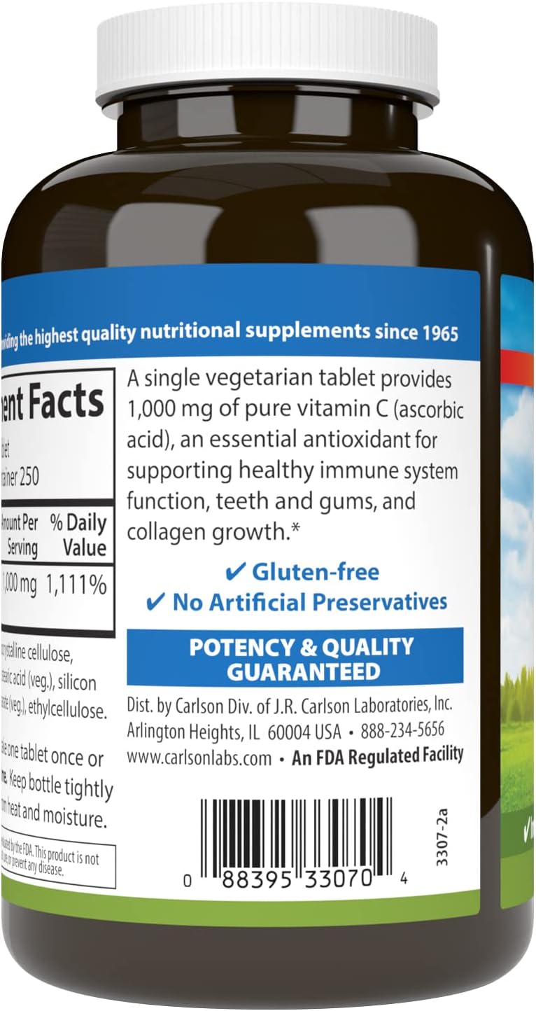Carlson - Vitamina C 1000 mg, 250 Comprimidos