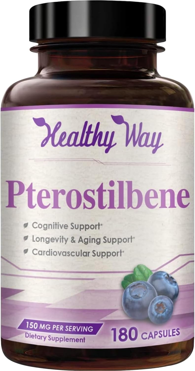 Pterostilbeno 150 mg - Suplemento Antioxidante, 180 Cápsulas