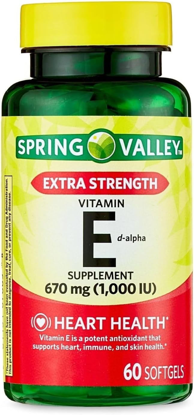 Vitamina E 670mg (1.000 UI) Extra Strength – 60 Cápsulas Blandas, D-Alfa Tocoferol Natural (Pack de 2)