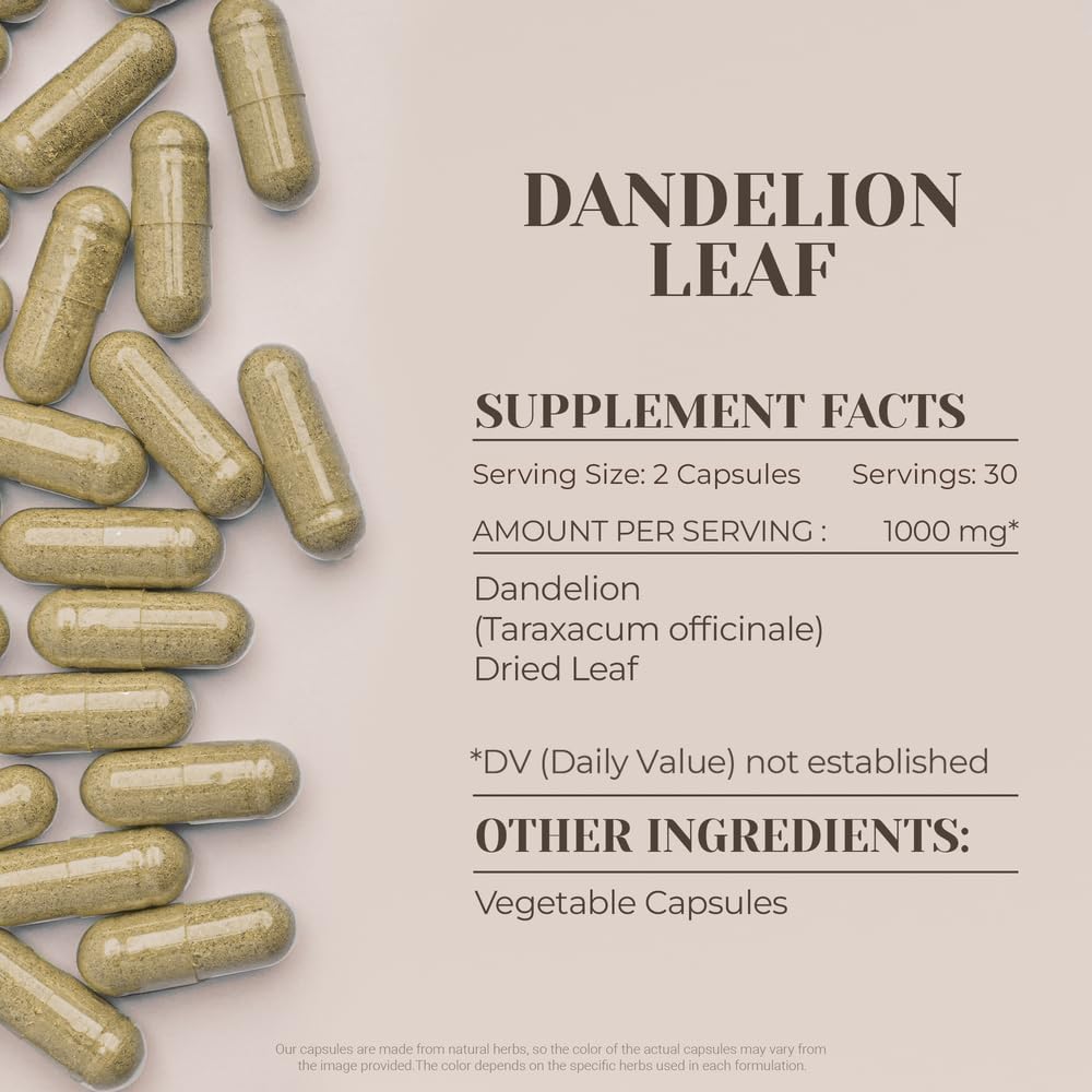 Hoja de Diente de León 60 Cápsulas | Suplemento Herbal de Alta Potencia