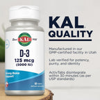KAL Vitamina D3 5000 UI 125 mcg - 60 Comprimidos ActivTab