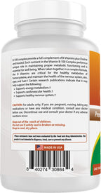 Best Naturals Complejo B con Inositol y PABA, 240 Comprimidos - Fabricado en EE. UU. - No-GMO y Sin Gluten