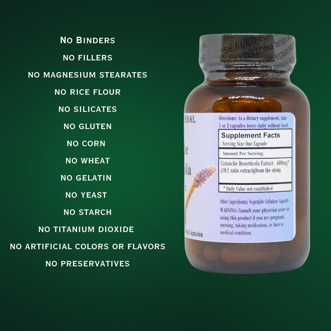 Barlowe's Herbal Elixirs Cistanche Extract | Cistanche Deserticola | 10:1 | 600 mg Per Capsule | 60 Veggie Capsules | – Image 4