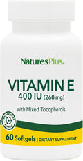 NaturesPlus Vitamina E 400 IU con Tocoferoles Mixtos, 60 Cápsulas Blandas