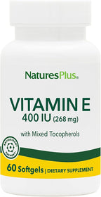 NaturesPlus Vitamina E 400 IU con Tocoferoles Mixtos, 60 Cápsulas Blandas