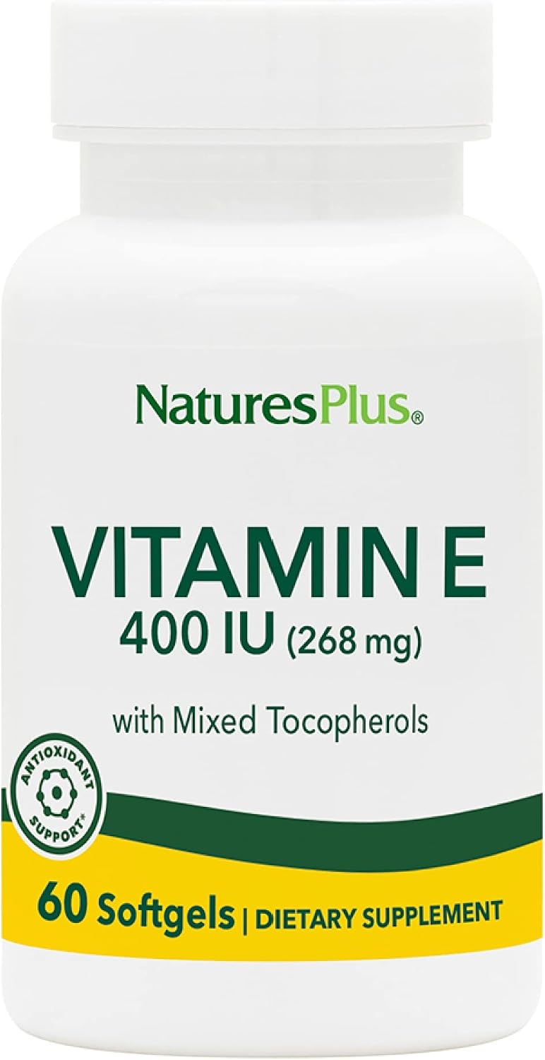NaturesPlus Vitamina E 400 IU con Tocoferoles Mixtos, 60 Cápsulas Blandas