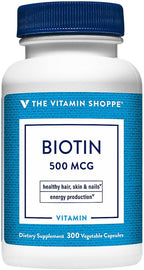 Biotina 500 µg - Complemento para cabello, piel y uñas - 300 cápsulas