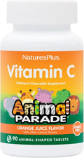 NaturesPlus Animal Parade Vitamina C sin Azúcar para Niños - Pack de 2 (180 comprimidos masticables)