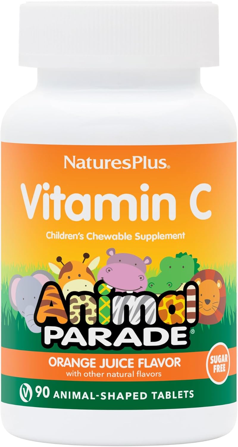 NaturesPlus Animal Parade Vitamina C sin Azúcar para Niños - Pack de 2 (180 comprimidos masticables)
