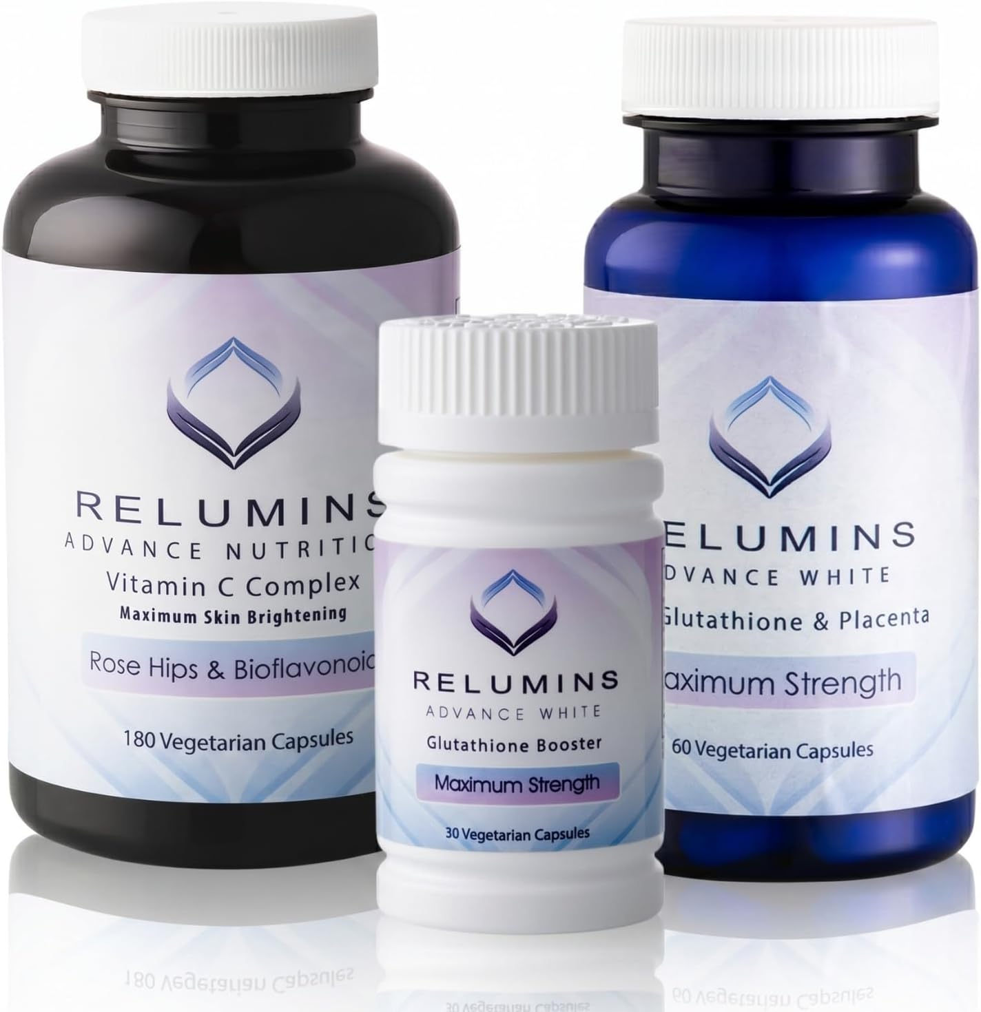 Relumins Advanced Skin Supplement Set - L-Glutathione Complex, Vitamin C and Antioxidants - Nourishing Formula for Healthy Skin - 30-Day Supply