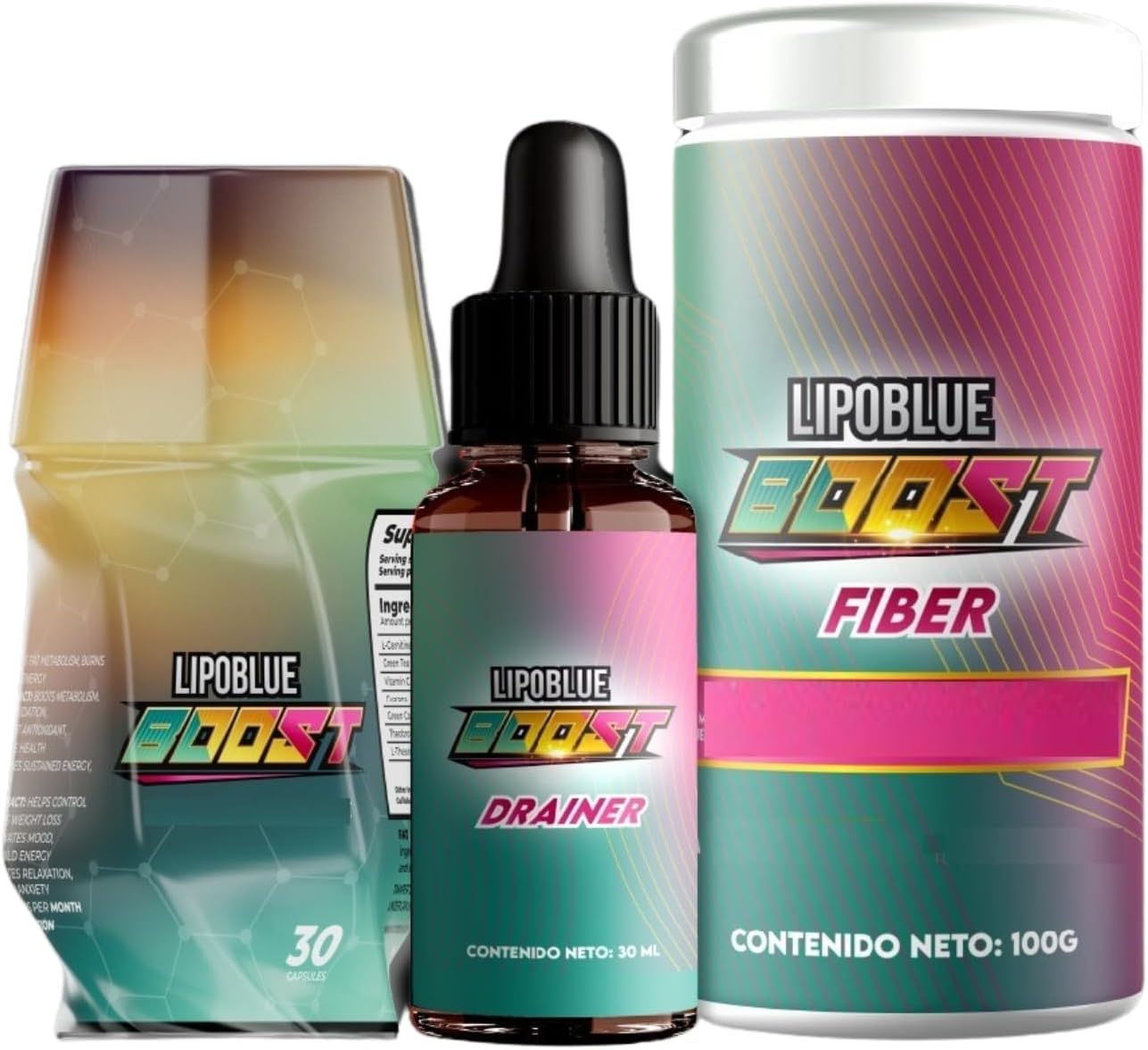 Pack de Fibra y Drenante, Suplemento Natural para el Bienestar - Kit Completo - LIPOBLUE Boost