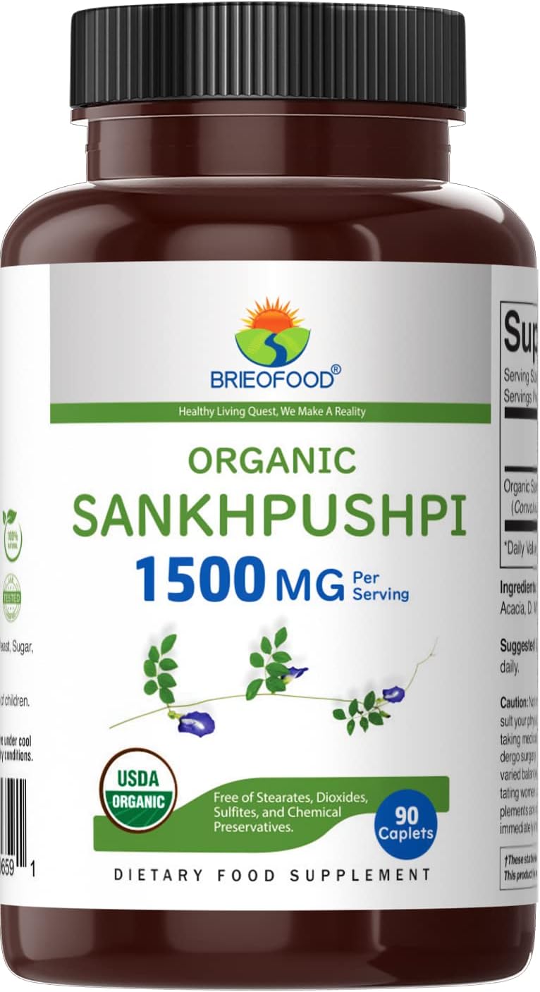 Brieofood Organic Sankhpushpi 1500mg, 90 Comprimidos Vegetarianos