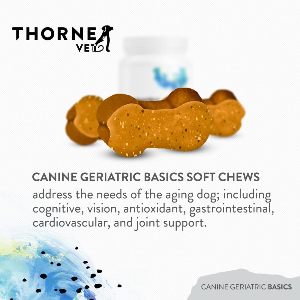 ThorneVET Canine Geriatric Basics – Fórmula multivitamínica y mineral para perros mayores, 90 masticables blandos
