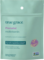 True Grace Multivitamínico Prenatal - Recambio de 120 Comprimidos Veganos - Con Metilfolato y Colina - Sin Gluten, Sin Soja - 60 Porciones