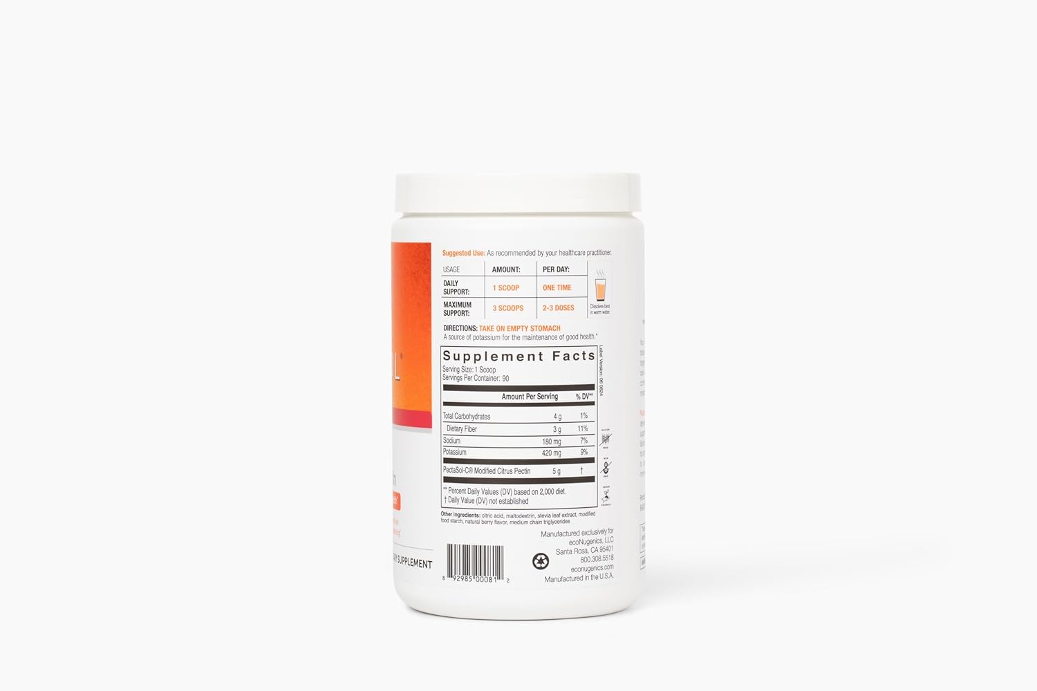 PectaSol Pectina Cítrica Modificada – 551g Polvo de Bayas – Suplemento para la Salud Corporal Total