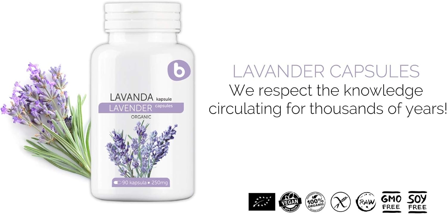 Cápsulas de Lavanda Orgánica - 90 Cápsulas Veganas para Relajación y Bienestar