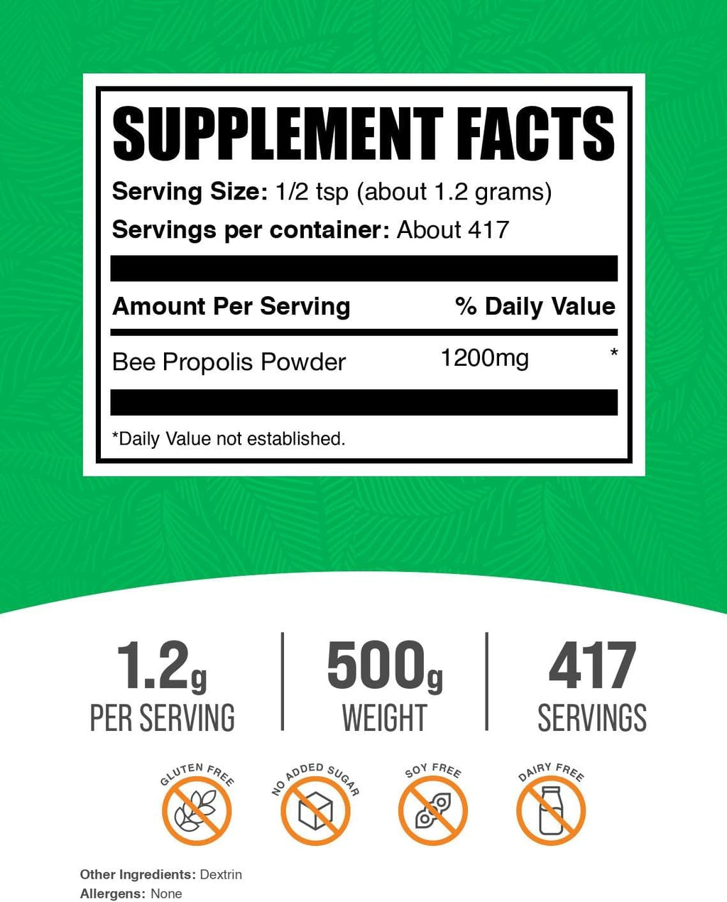 BulkSupplements.com Polvo de Propóleo de Abeja - 500 g (1.1 lbs)
