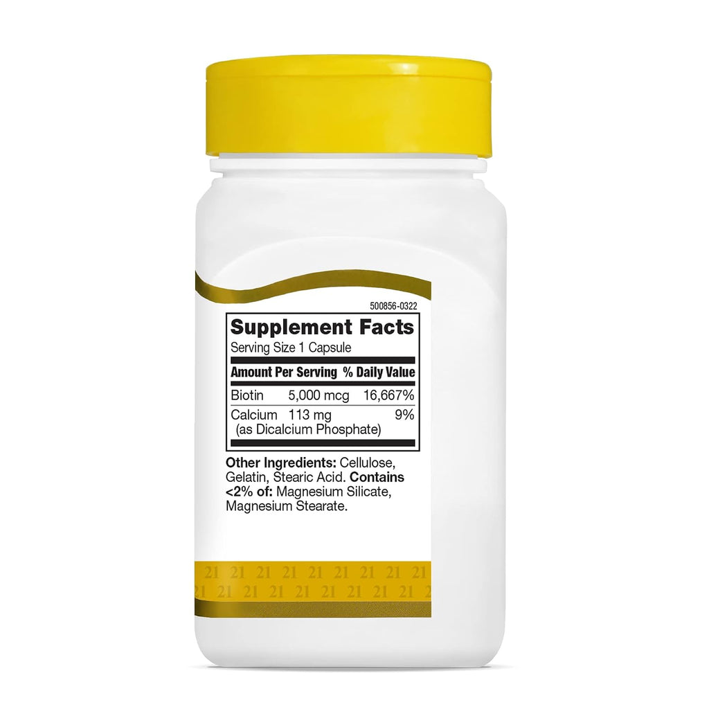 21st Century Biotin, 5,000 mcg, 110 Cápsulas