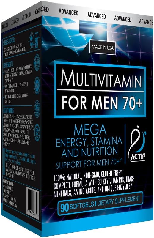 ACTIF Multivitamínico para Hombres 70+ con 30 Factores Avanzados, 90 Cápsulas