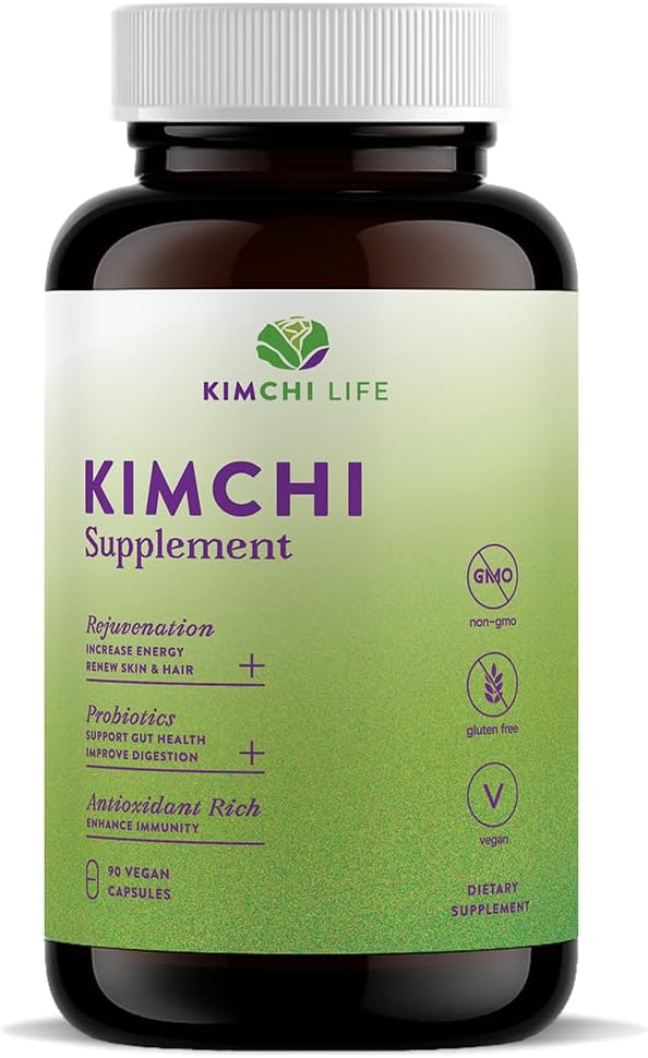 Kimchi Life – Cápsulas de Kimchi Fermentado Premium – Probióticos Veganos para la Salud Intestinal y el Sistema Inmunitario
