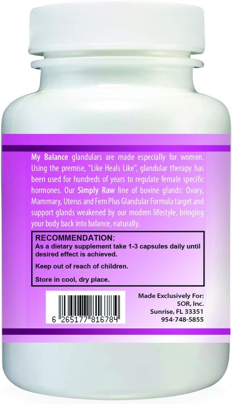 Simply Raw Ovary Glandular - 90 Cápsulas para Salud Femenina