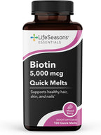 LifeSeasons Essentials Biotin 5.000 mcg Quick Melts – Sabor Bayas Mixtas – 100 Comprimidos