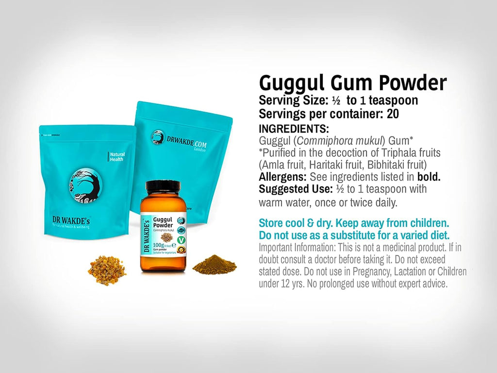 DR WAKDE'S Guggul Powder (Mukul Myrrh) - 100g | Pure Raw Dried Powder, Vegan