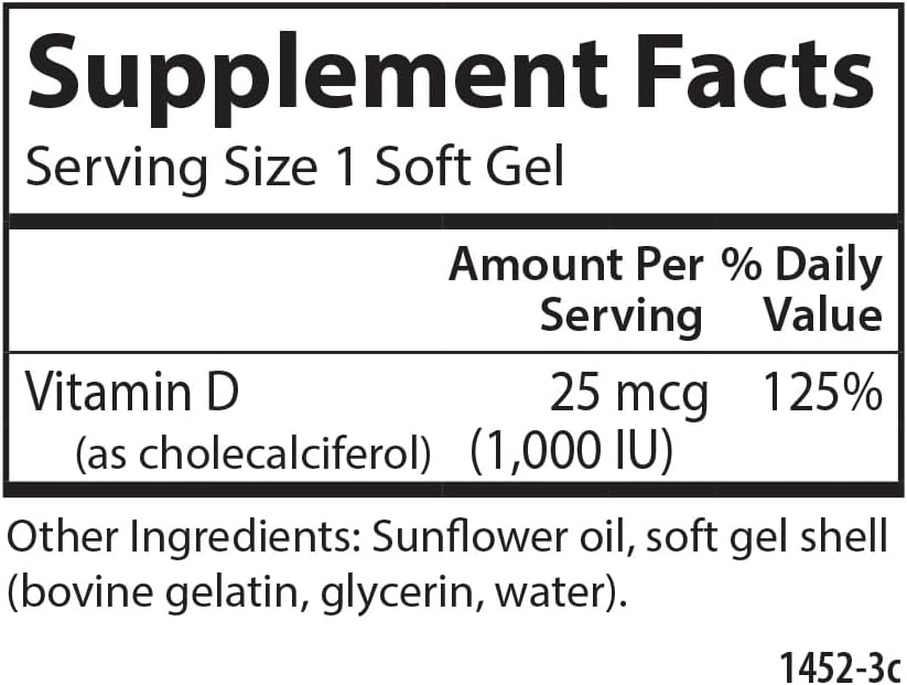 Carlson Vitamina D3 1000 UI (25 mcg) - 250 Cápsulas Blandas