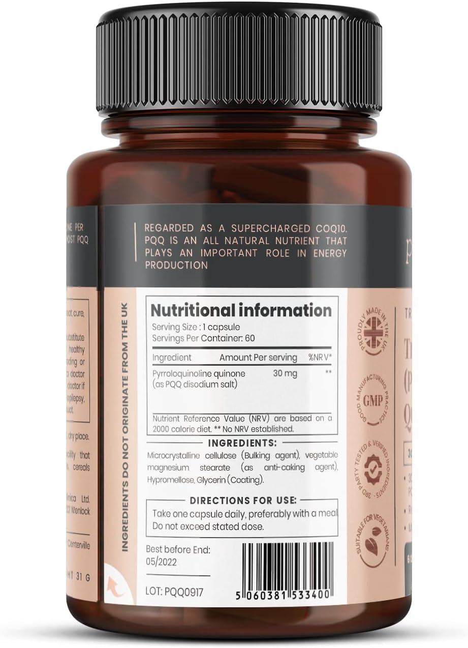 PQQ (Pirroloquinolina Quinona) 30mg - 60 Cápsulas Veganas