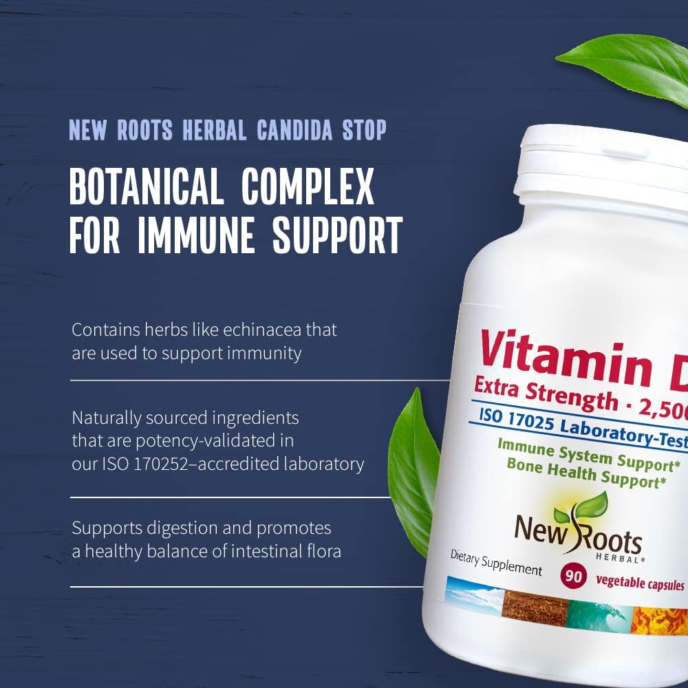 NEW ROOTS HERBAL Vitamina D3 2.500 UI (62,5 mcg) - No GMO y Sin Gluten (90 Cápsulas Vegetales)