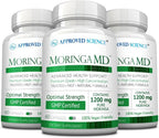 Approved Science MoringaMD - Suplemento de Moringa Oleifera - 1200 mg por dosis, Extracto 4:1 - Cápsulas Veganas - No transgénico - 60 cápsulas - Pack de 3